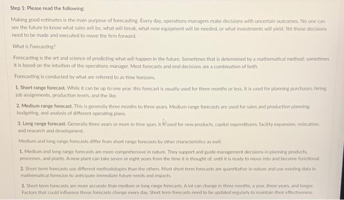 Please help with step 3. questions 1-5 on the