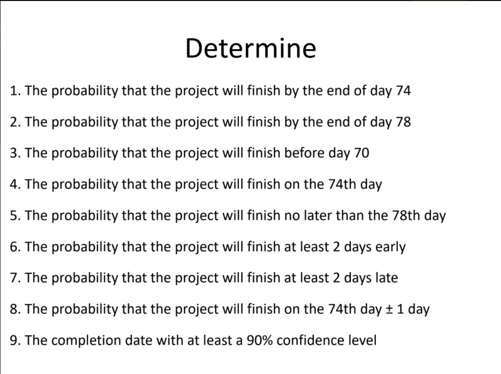 Class Exercise Predecessoi A A B,C DE . Activity