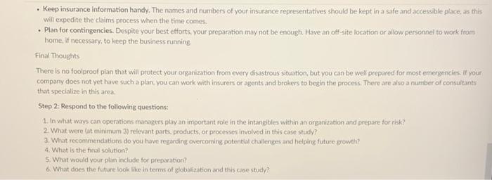 Please help with questions 1-6 on this case study