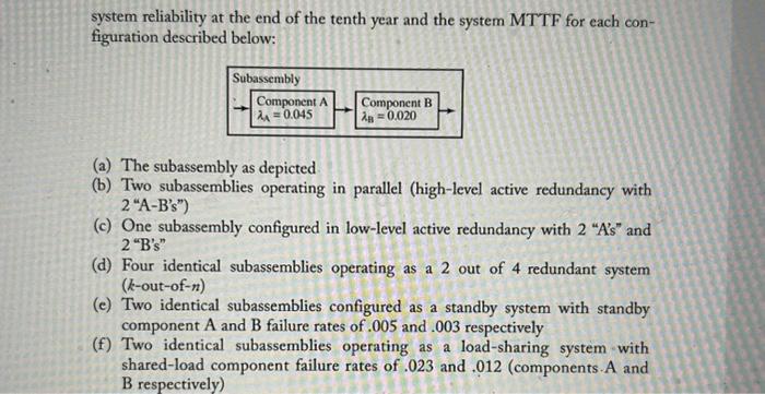 6.13 A subassembly is composed of two components,