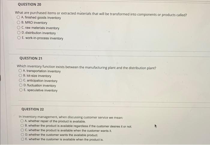 What are purchased items or extracted materials