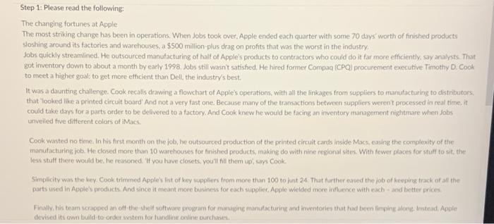 Please help with questions 1-9 on the case study