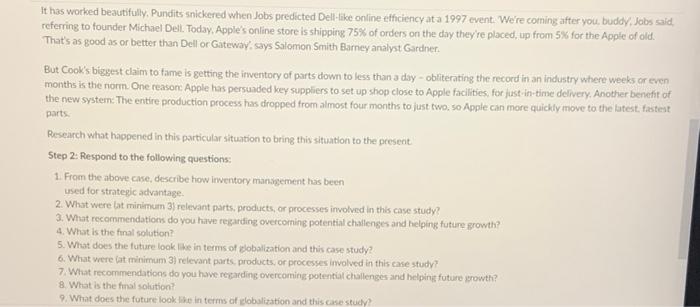 Please help with questions 1-9 on the case study