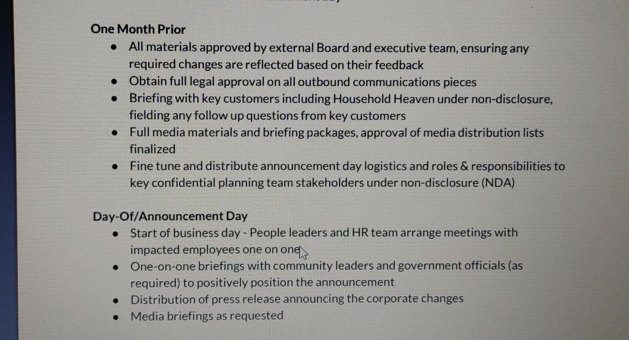 i have to draft a announcement email, points