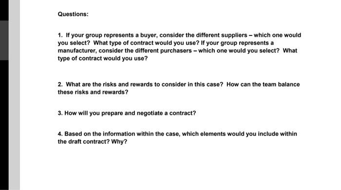 1. If your group represents a buyer, consider the