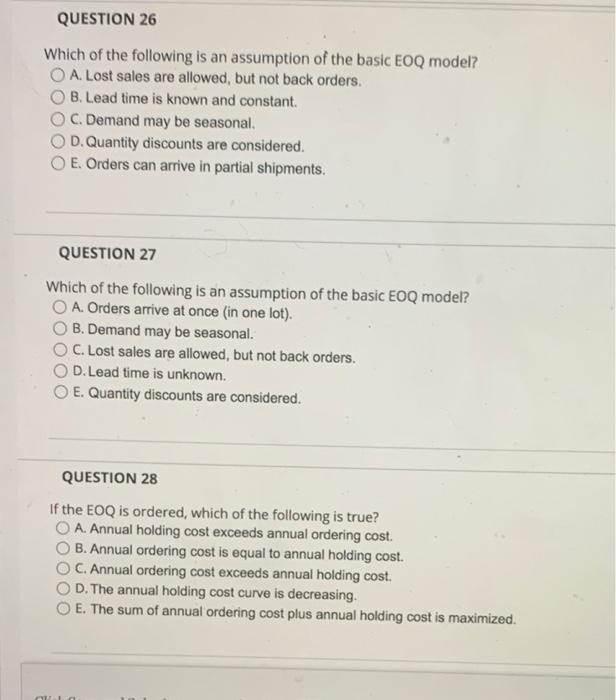 Which of the following is an assumption of the