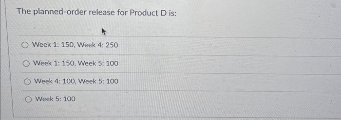 MRP 4. Given the following information, develop a