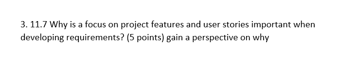 3. 11.7Why is a focus on project features and