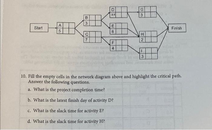 Please help! 10. Fill the empty cells in the