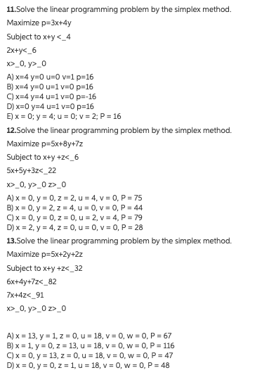 11.Solve the linear programming problem by the