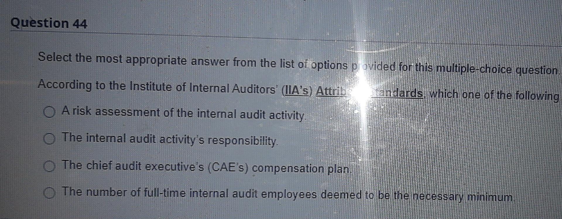 Question 43 Select the most appropriate answer