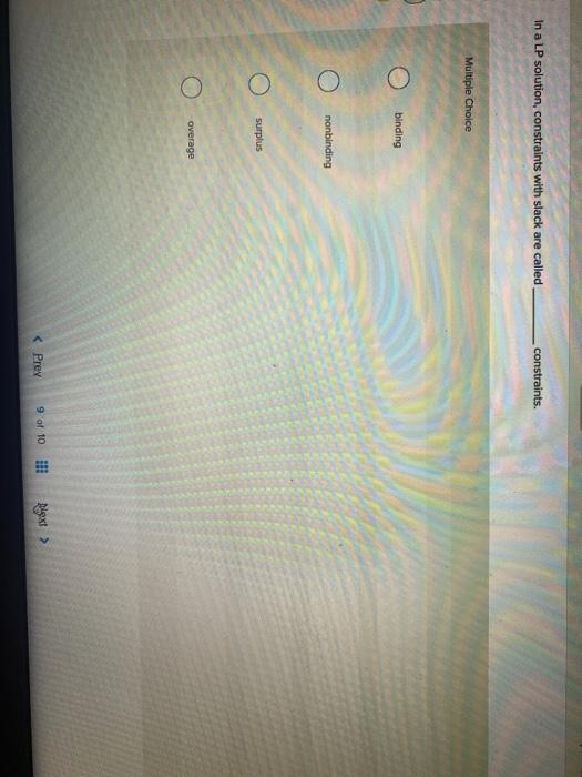 In a LP solution, constraints with slack are