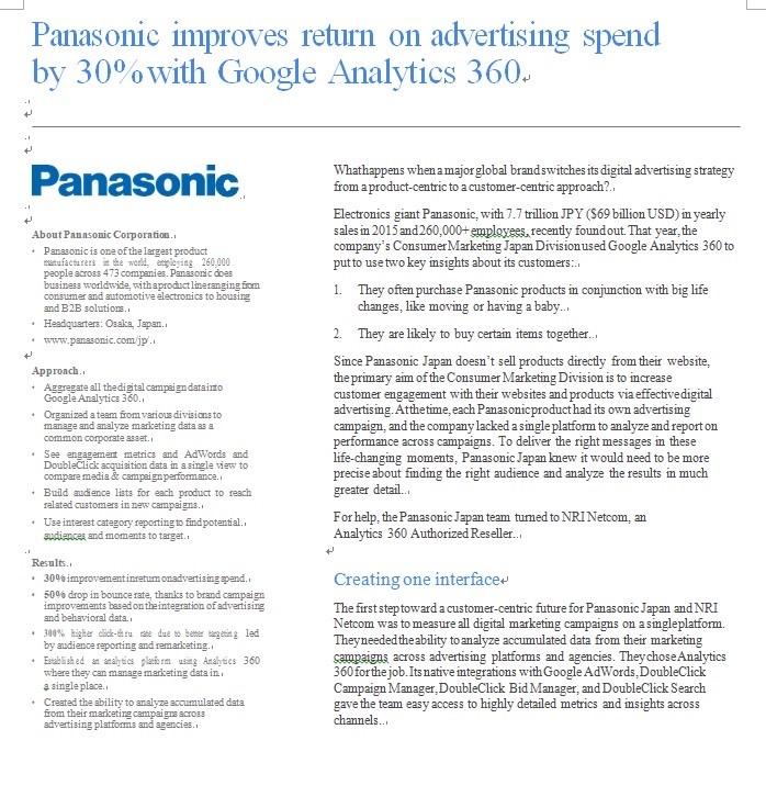 List and explain how Panasonic has done well in