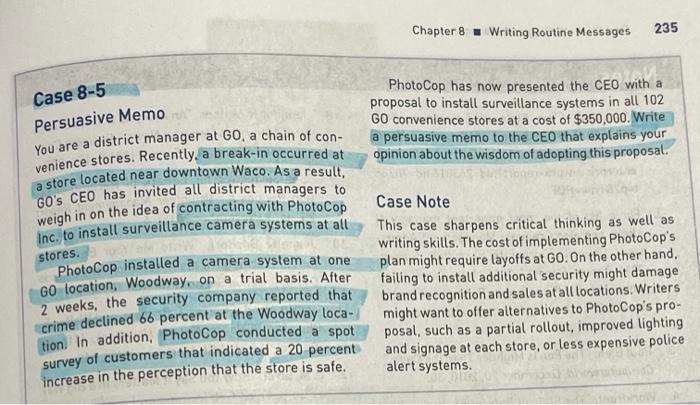 write a persuasive memo to the CEO that explains
