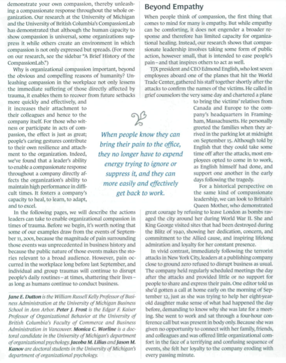 Reflect on the HBR article as well as the