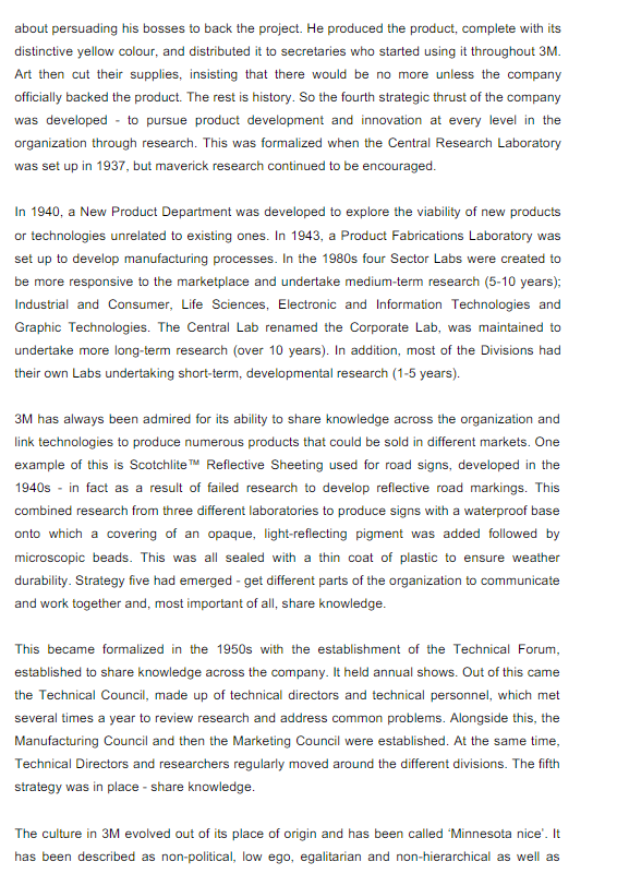 3M \& Corporate Innovation 3M has been known for