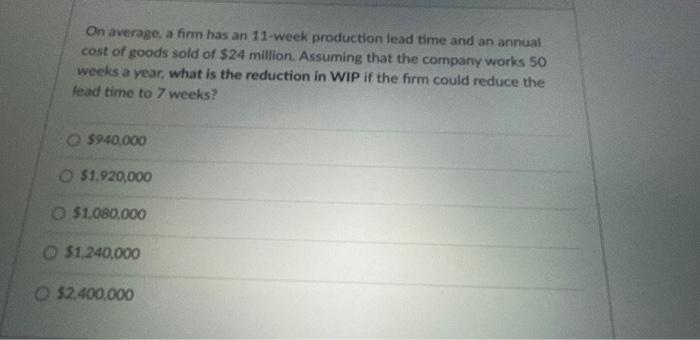 On average, a firm has an 11-week production lead