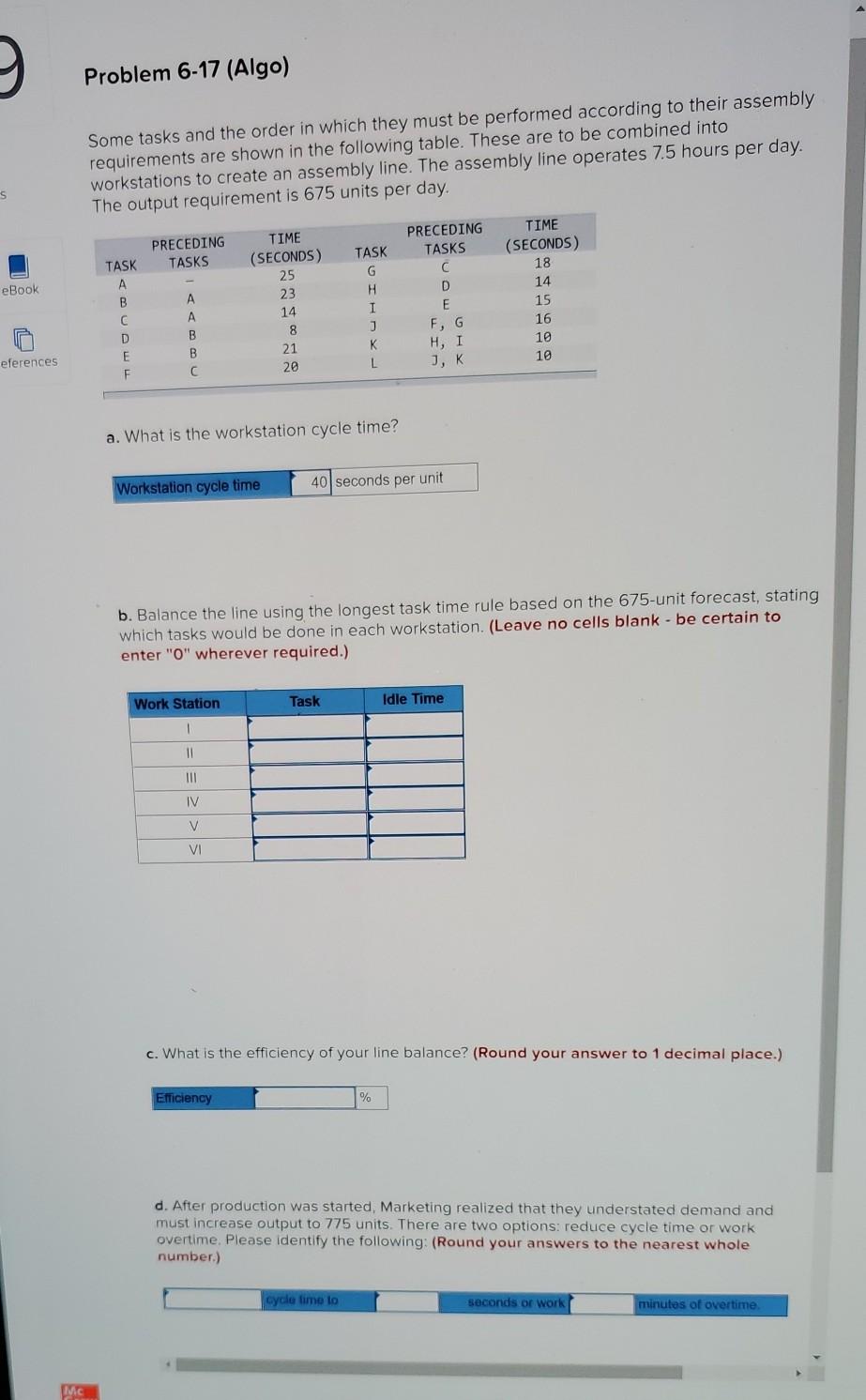 Problem 6-17 (Algo) Some tasks and the order in