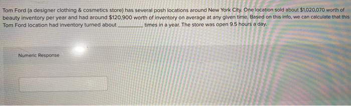 Tom Ford (a designer clothing \& cosmetics store)