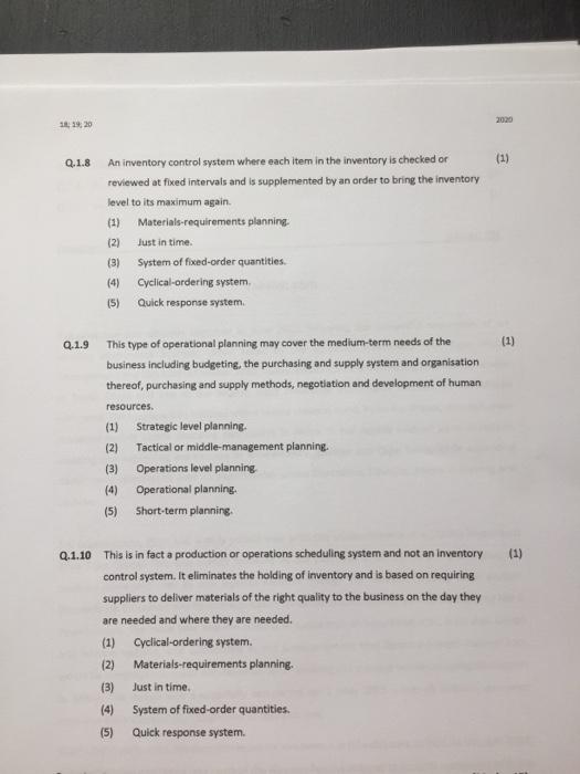10 16:20 Question 1 (Marks: 10) Multiple-choice