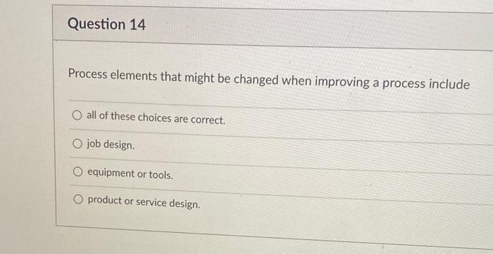 Question 14 Process elements that might be