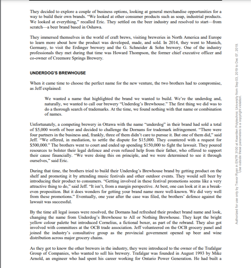 SWOT of this Case? 9B19M018 GROWING TRAFALGAR