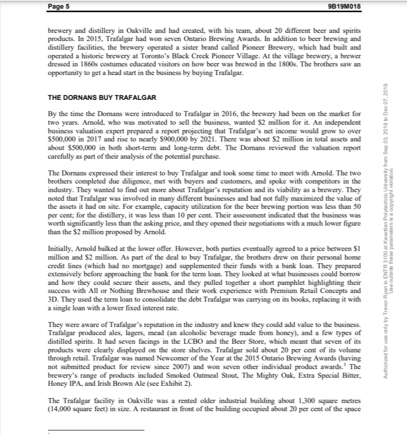 SWOT of this Case? 9B19M018 GROWING TRAFALGAR