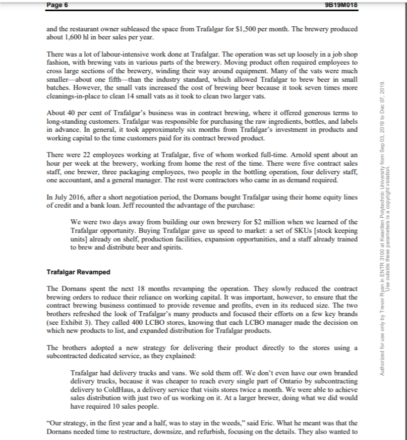 SWOT of this Case? 9B19M018 GROWING TRAFALGAR