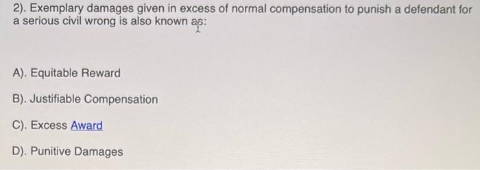 answer 2 8 and 9 2). Exemplary damages given in