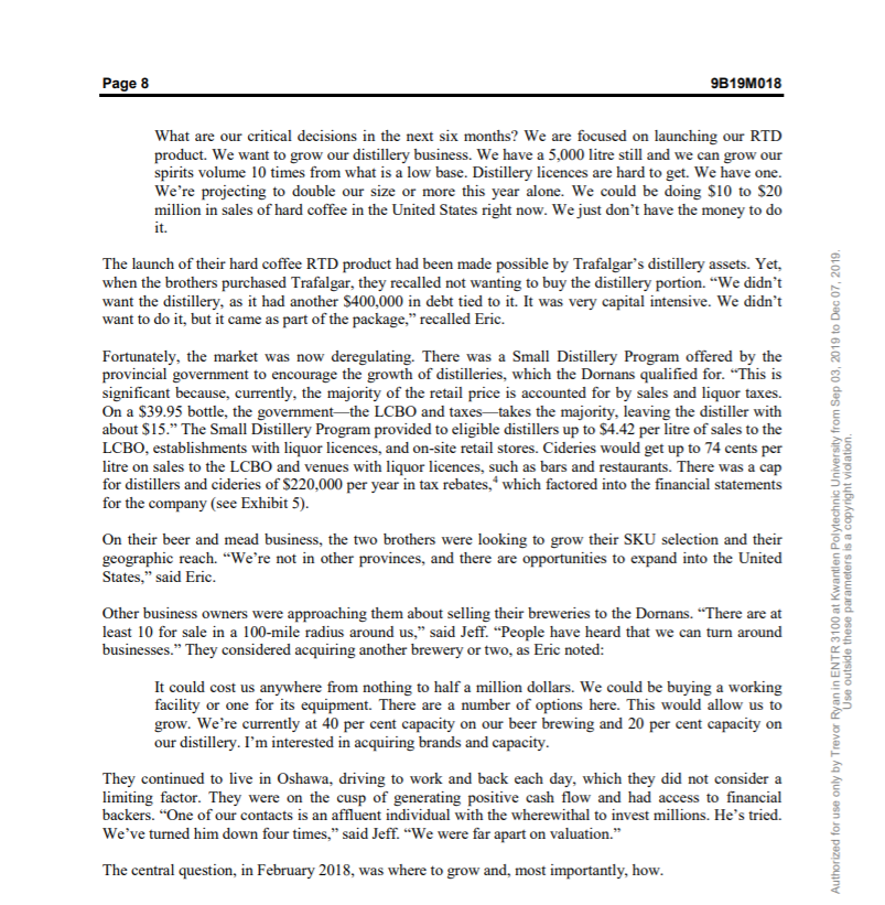 SWOT of this Case? 9B19M018 GROWING TRAFALGAR