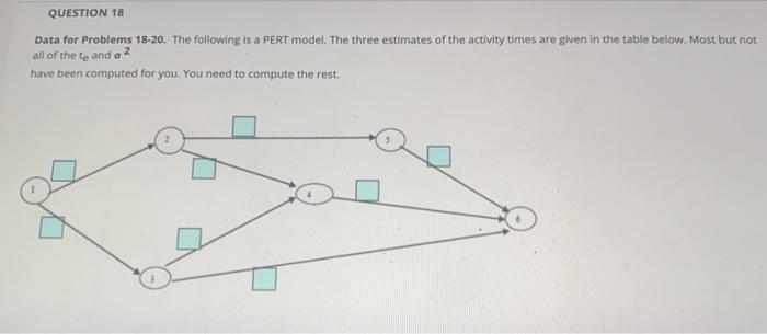 QUESTION 18 Data for Problems 18-20. The