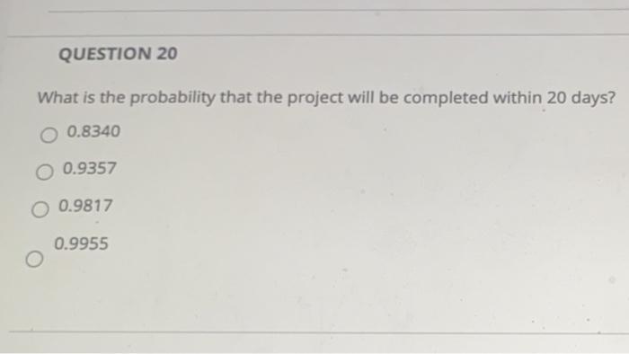 QUESTION 18 Data for Problems 18-20. The
