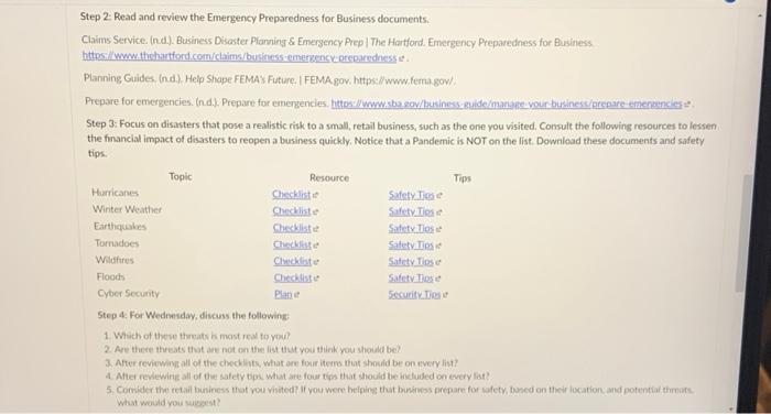 Please help with step 4 questions 1-5 on this