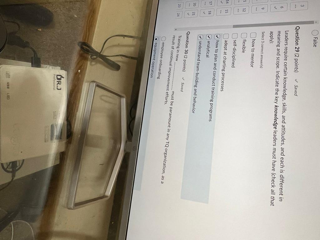 False Question 29 (2 points) Saved Leaders