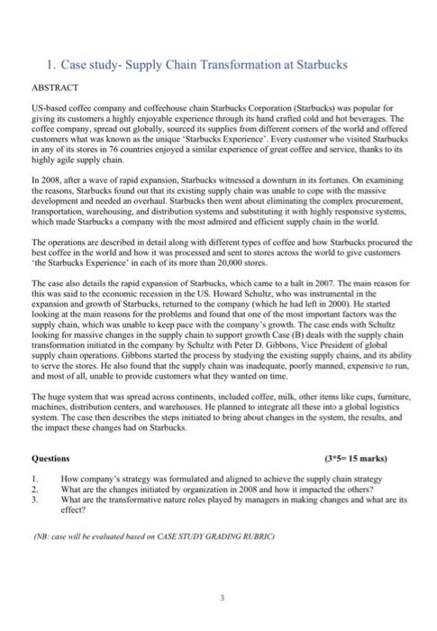 1. Case study- Supply Chain Transformation at