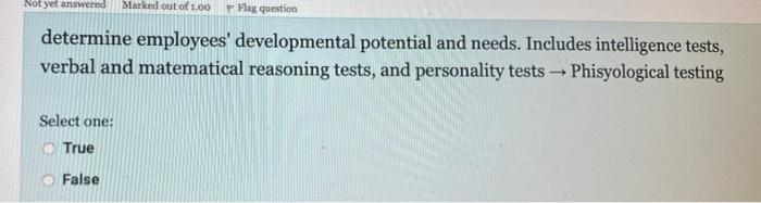 Not yet answered Marked out of 1.00 Flax question