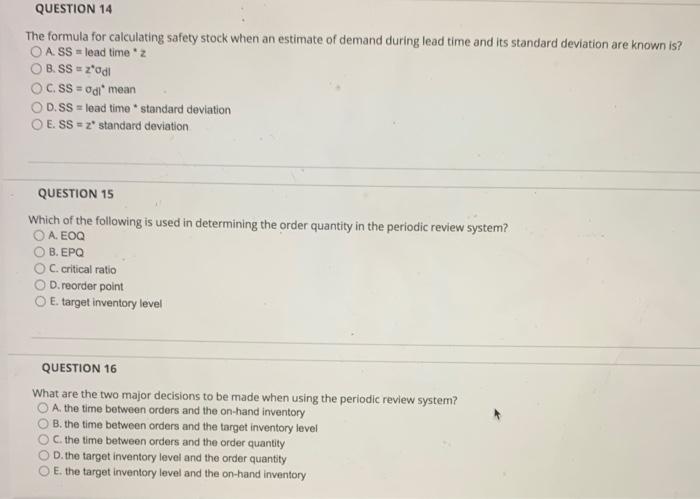 The formula for calculating safety stock when an
