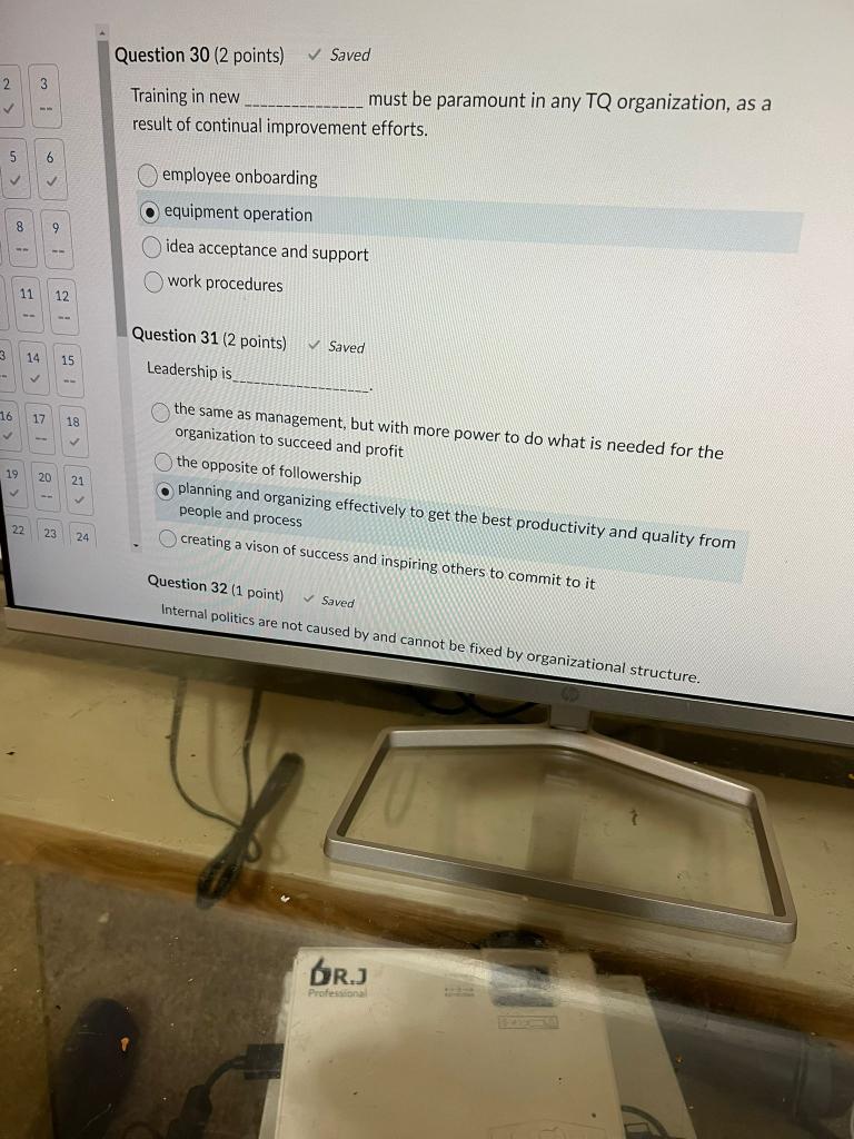 False Question 29 (2 points) Saved Leaders