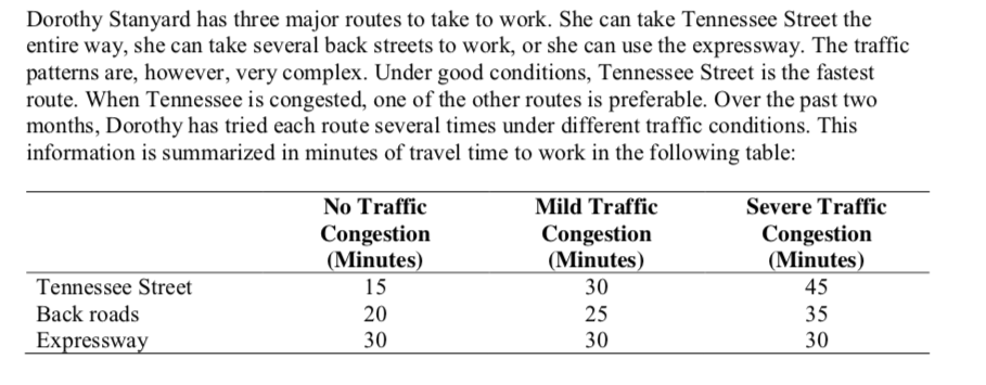 Dorothy Stanyard has three major routes to take