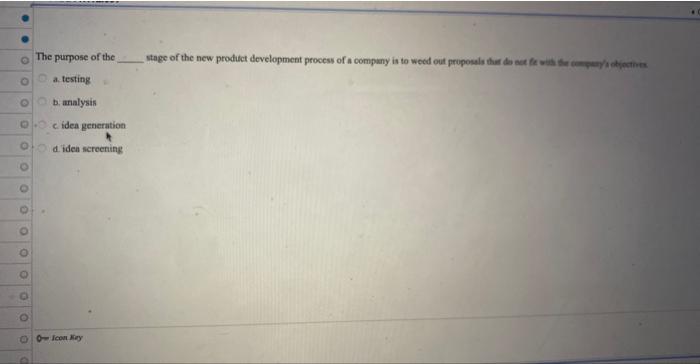 The purpose of the a. testing b. analysis cidea