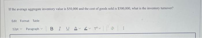 If the average aggregate inventory value is