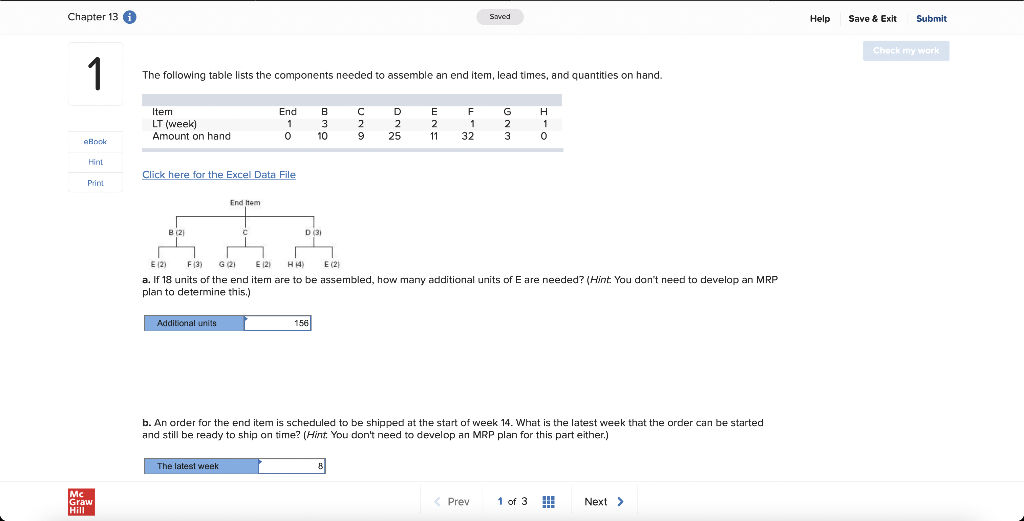 The following table lists the components needed