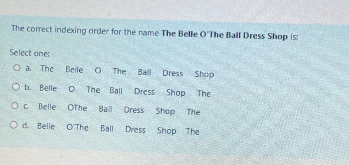 ARMA RULE The correct indexing order for the name