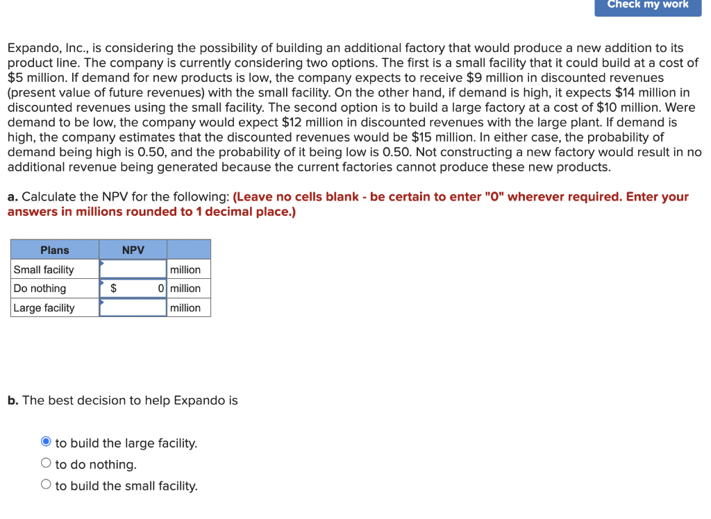 Check my work Expando, Inc., is considering the