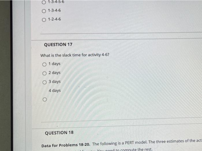 QUESTION 13 Data for Problems 13-17. The network