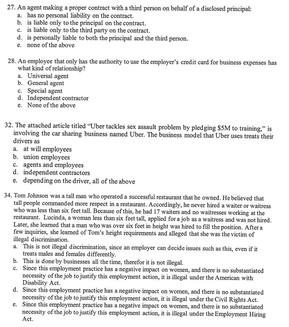 27. An agent making a proper contract with a