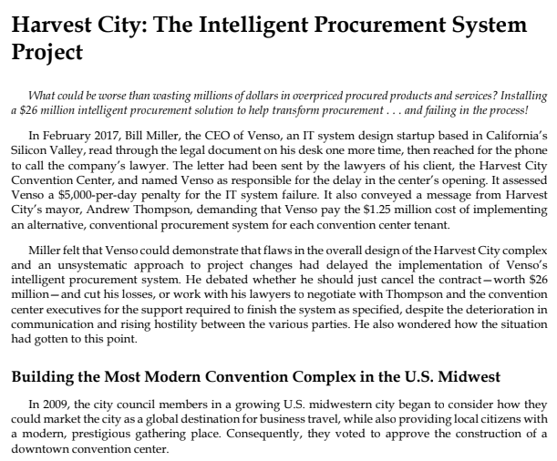 Case Study: Read & Answer Harvest City Case