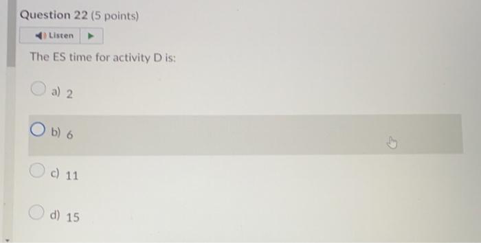 Project Management Problem A for Questions \#20