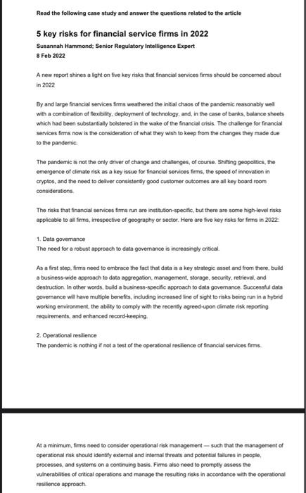 please read case study and answer question Four 5