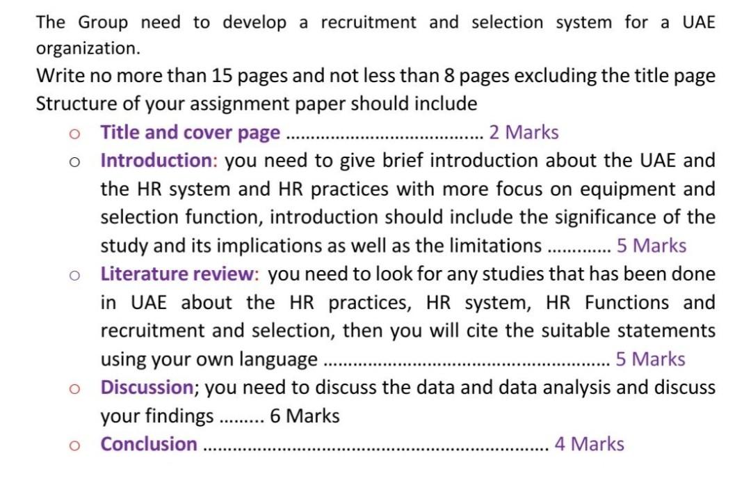 .... The Group need to develop a recruitment and